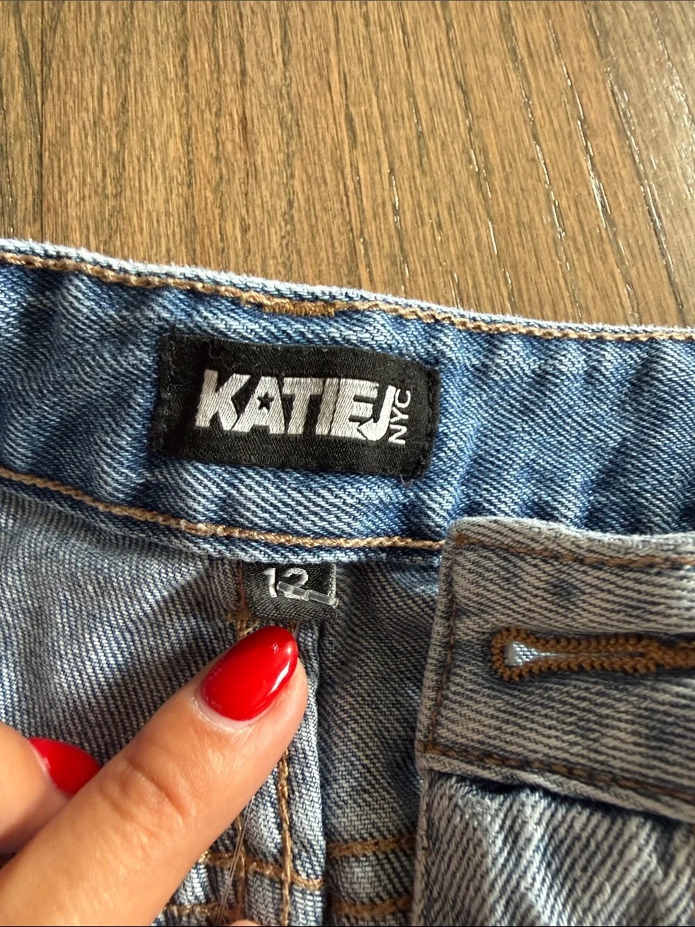 Katie J NYC Light Blue Distressed Straight-Leg Jeans